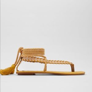 Zara tasseled tie flat sandals